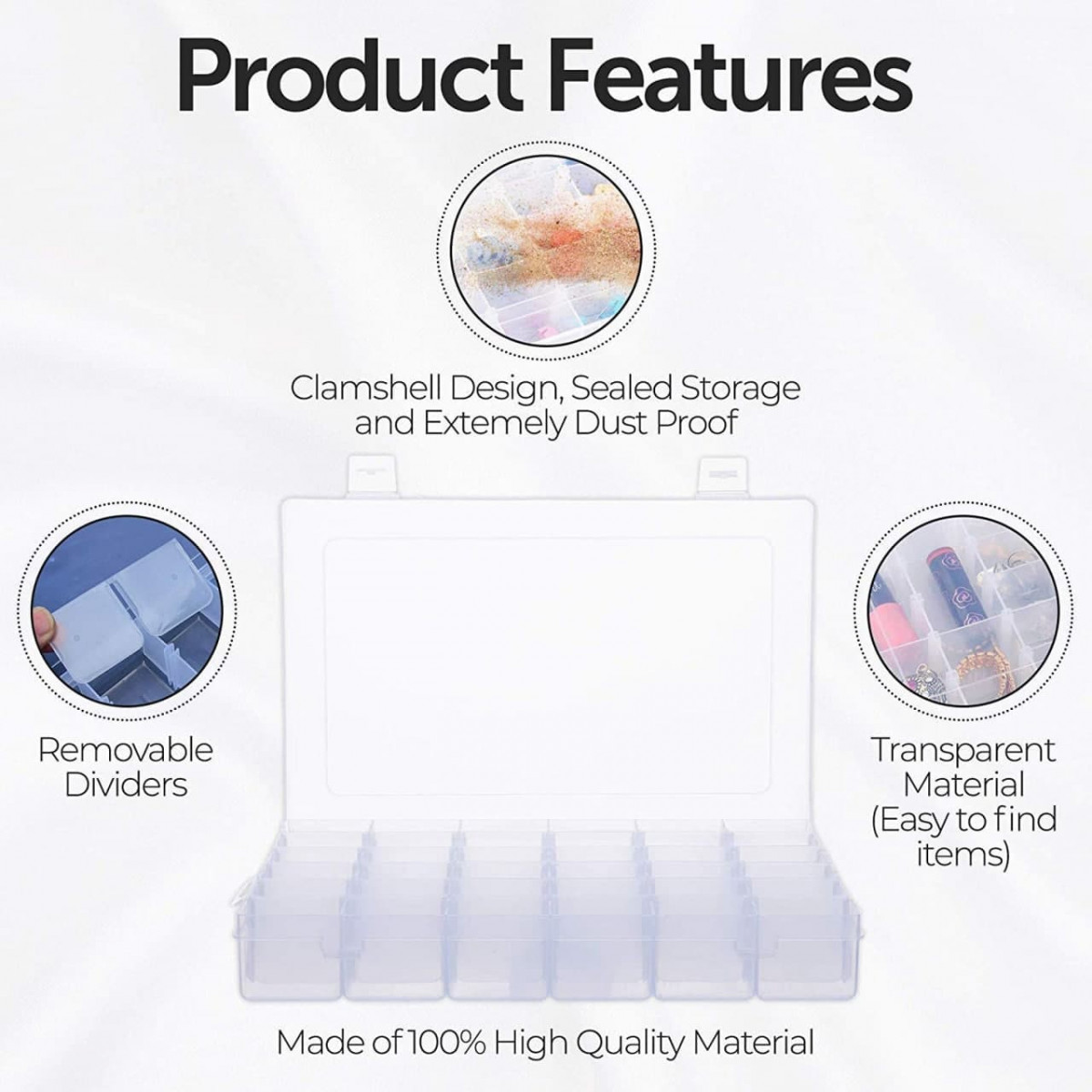 36 GRID COMPARTMENT PLASTIC STORAGE CONTAINERS – 50wholesale